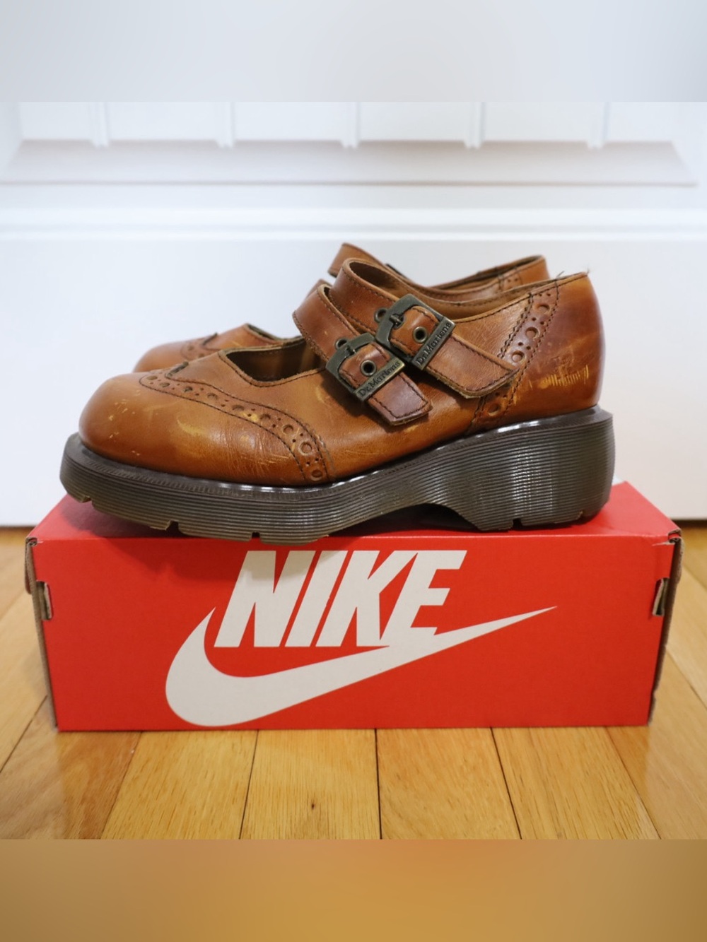 Rare Vintage 1990's Dr.Martens Mary Jane Brogue Platform Shoes Size 7 Made In UK - Picture 5 of 16